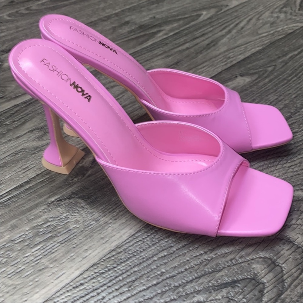 Pink High Heeled Mules with Decorative Heel. Perfect for Barbie outfit!!
